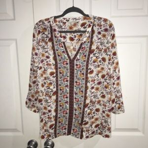 Lace & Mesh Brand Floral Boho Tunic Top - Large
